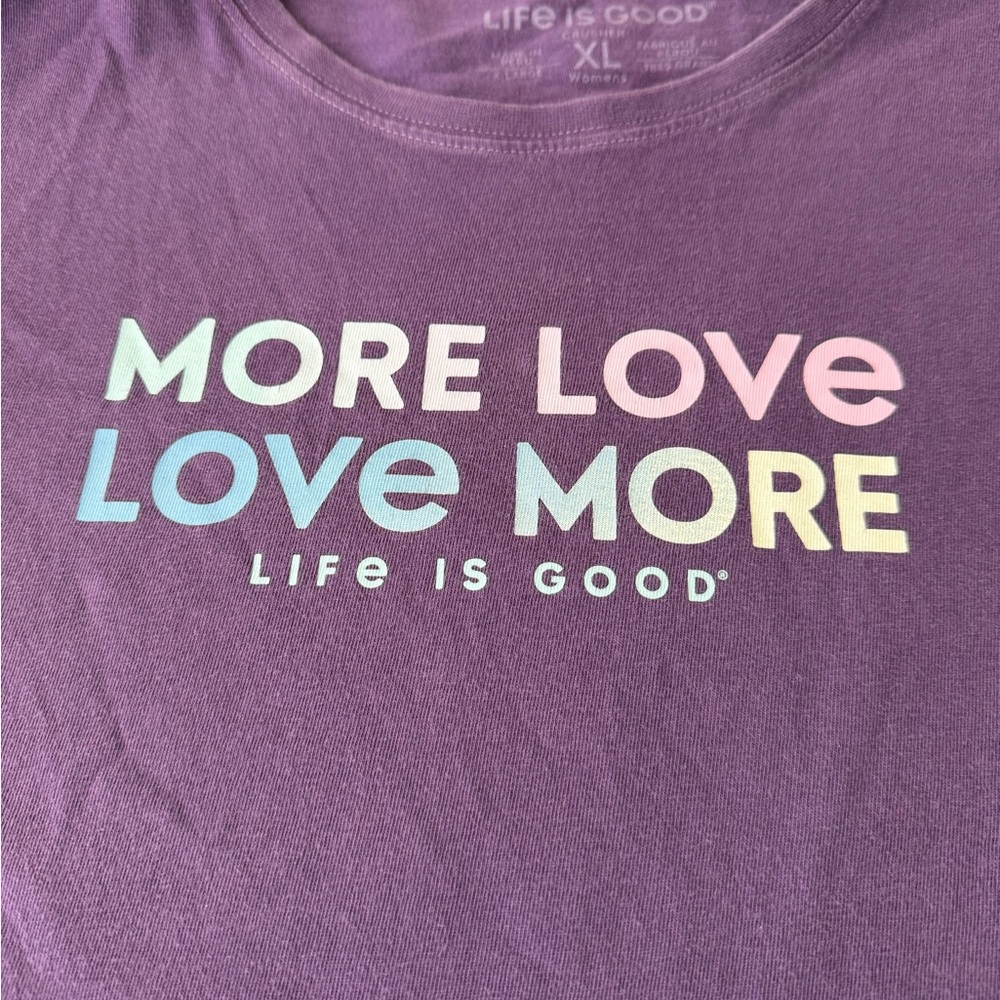 Life is Good Women Short Sleeve Crusher Tee More Love More Purple XL E39 - Picture 3 of 7